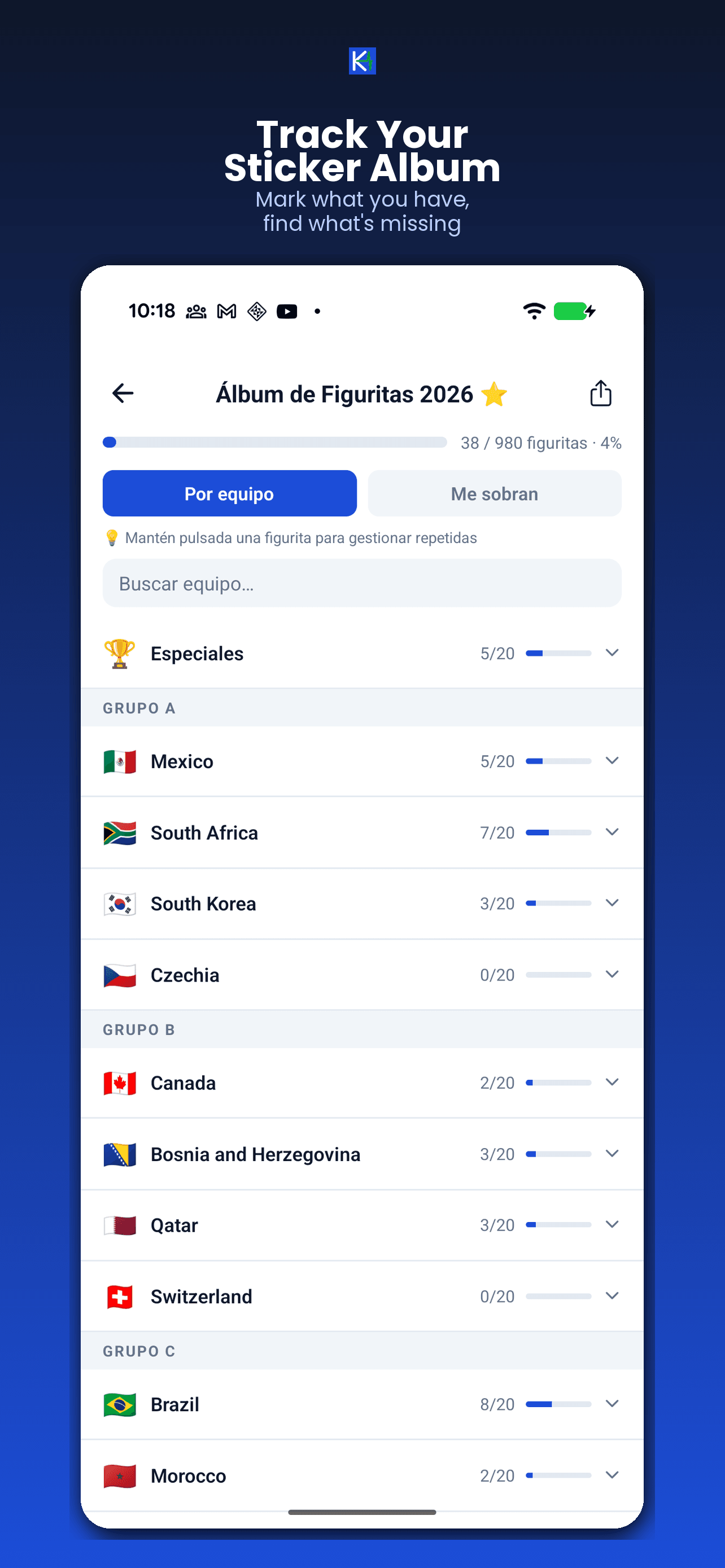 KickPulse World Cup sticker album tracker